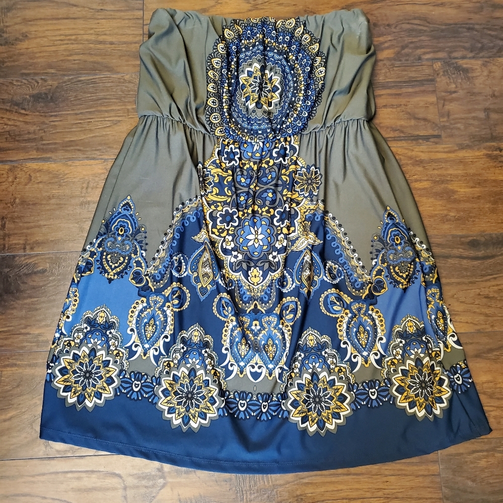 Strapless medallion dress stretchy